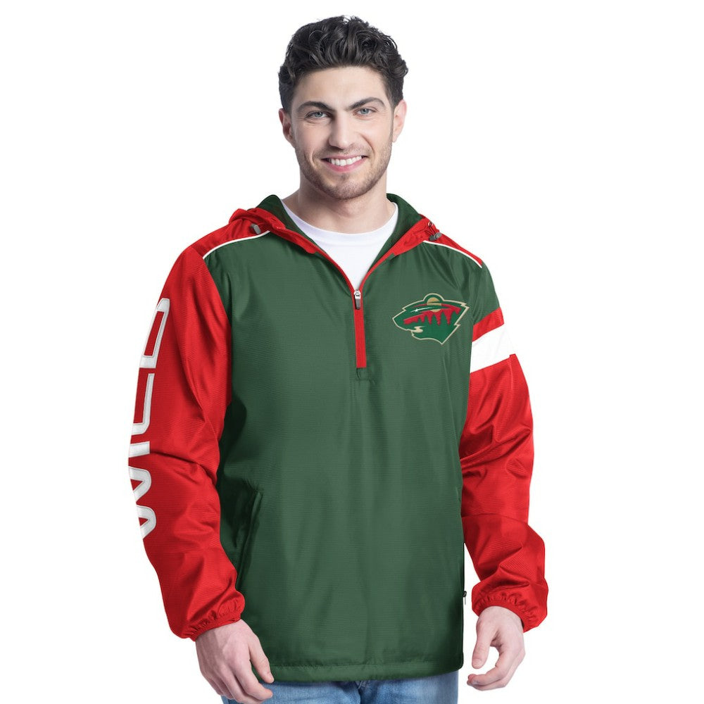 Minnesota Wild - G-III Sports by Carl Banks Lateral Half-Zip Hoodie Jacket Green/Red