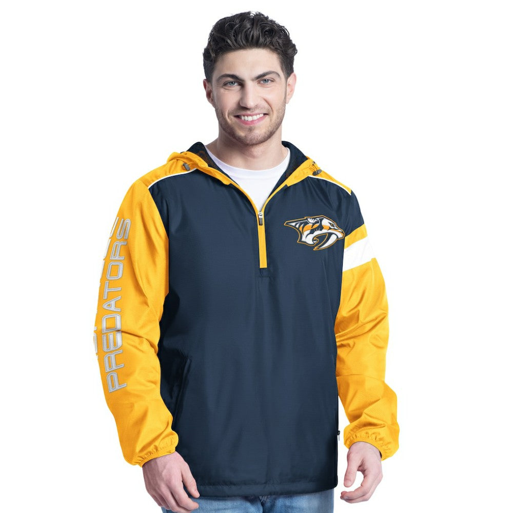 Nashville Predators - G-III Sports by Carl Banks Lateral Half-Zip Hoodie Jacket Navy/Gold