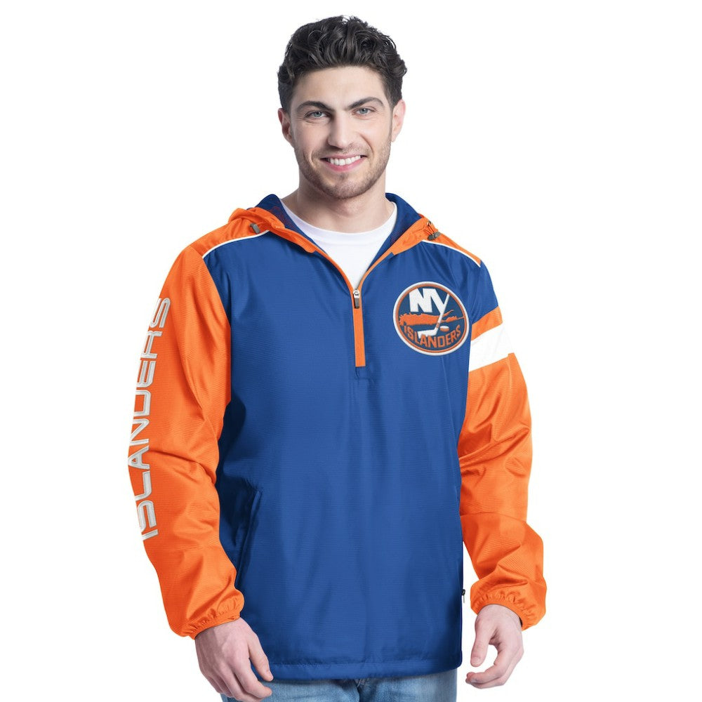 New York Islanders - G-III Sports by Carl Banks Lateral Half-Zip Hoodie Jacket Royal/Orange