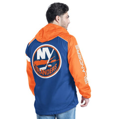 New York Islanders - G-III Sports by Carl Banks Lateral Half-Zip Hoodie Jacket Royal/Orange