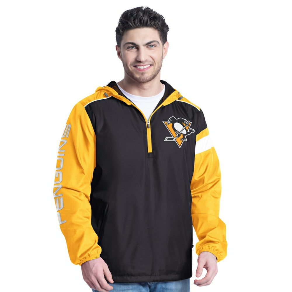 Pittsburgh Penguins G-III Sports by Carl Banks Lateral Half-Zip Hoodie Jacket Black/Gold