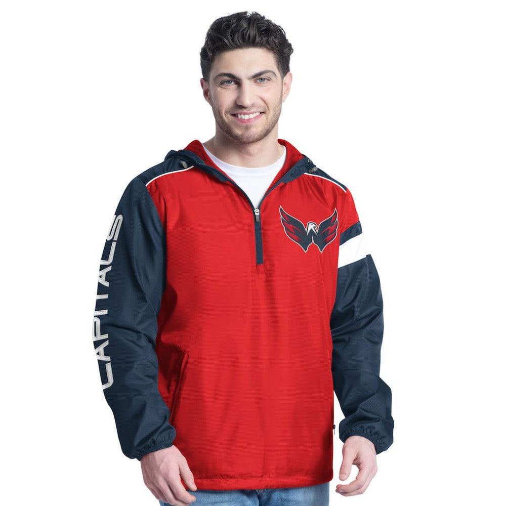 Washington Capitals G-III Sports by Carl Banks Lateral Half-Zip Hoodie Jacket Red/Navy