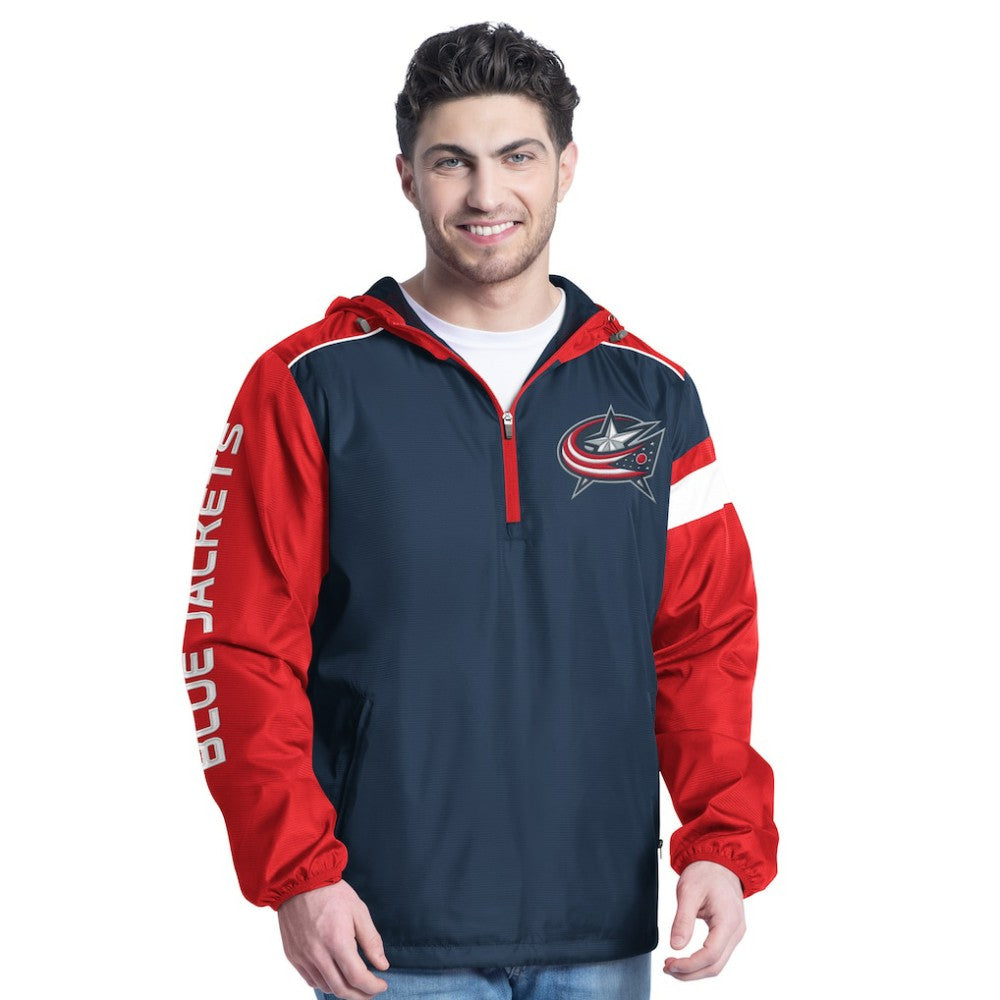 Columbus Blue Jackets - G-III Sports by Carl Banks Lateral Half-Zip Hoodie Jacket Navy/Red