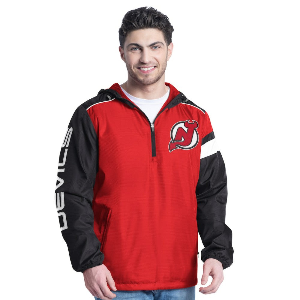 New Jersey Devils - G-III Sports by Carl Banks Lateral Half-Zip Hoodie Jacket Red/Black