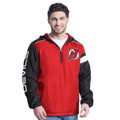New Jersey Devils - G-III Sports by Carl Banks Lateral Half-Zip Hoodie Jacket Red/Black