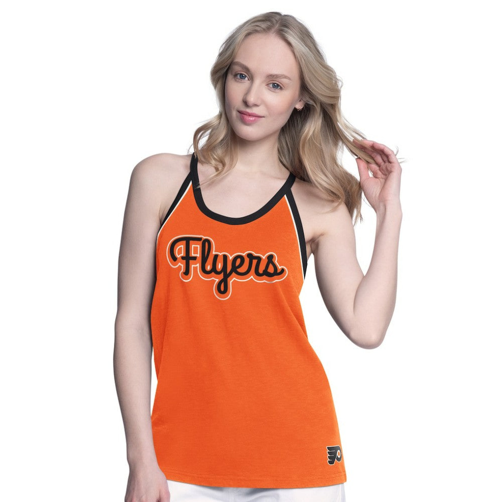 Philadelphia Flyers - G-III 4Her by Carl Banks Women's Curveball Racerback Scoop Neck Slub Tank Top Orange