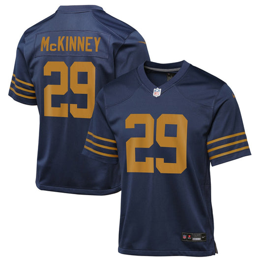 Xavier McKinney Green Bay Packers Youth The 1923 Classic Game Jersey - Navy | NFL Jerseys