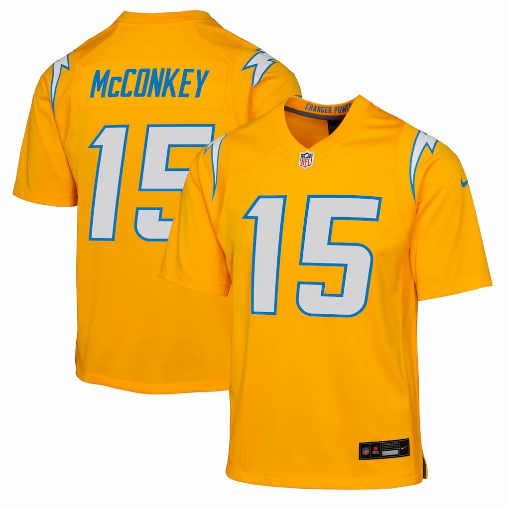 Ladd McConkey Los Angeles Chargers Youth Alternate Charger Power Game Player Jersey - Gold | NFL Jerseys