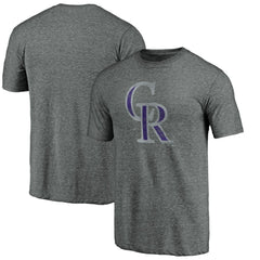 Colorado Rockies Weathered Official Logo Tri-Blend T-Shirt On Sale