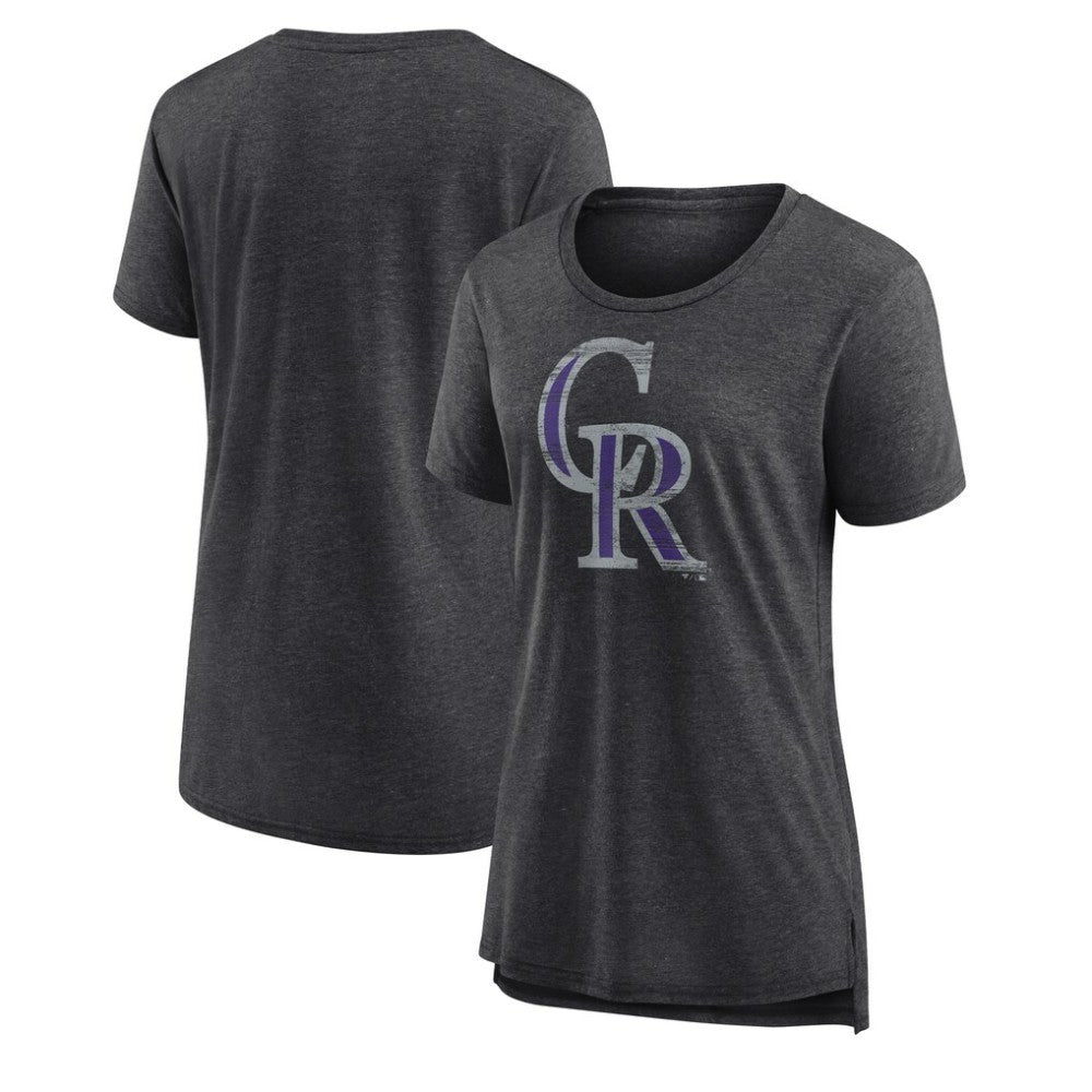 Colorado Rockies Women's Weathered Official Logo Tri-Blend T-Shirt On Sale