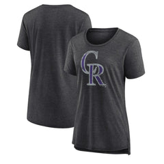 Colorado Rockies Women's Weathered Official Logo Tri-Blend T-Shirt On Sale