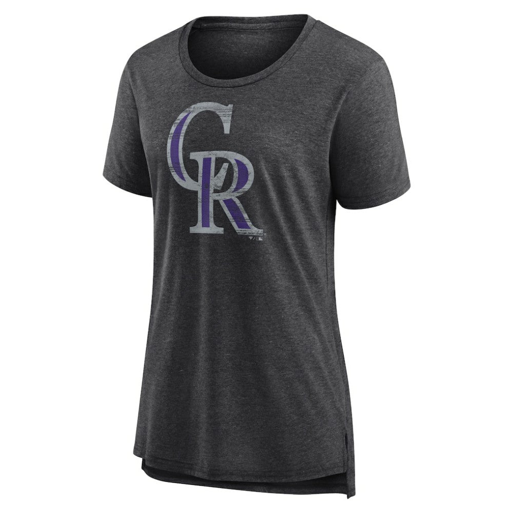 Colorado Rockies Women's Weathered Official Logo Tri-Blend T-Shirt On Sale