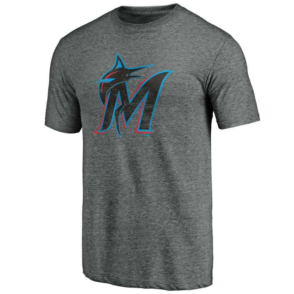 Miami Marlins Weathered Official Logo Tri-Blend T-Shirt Clearance