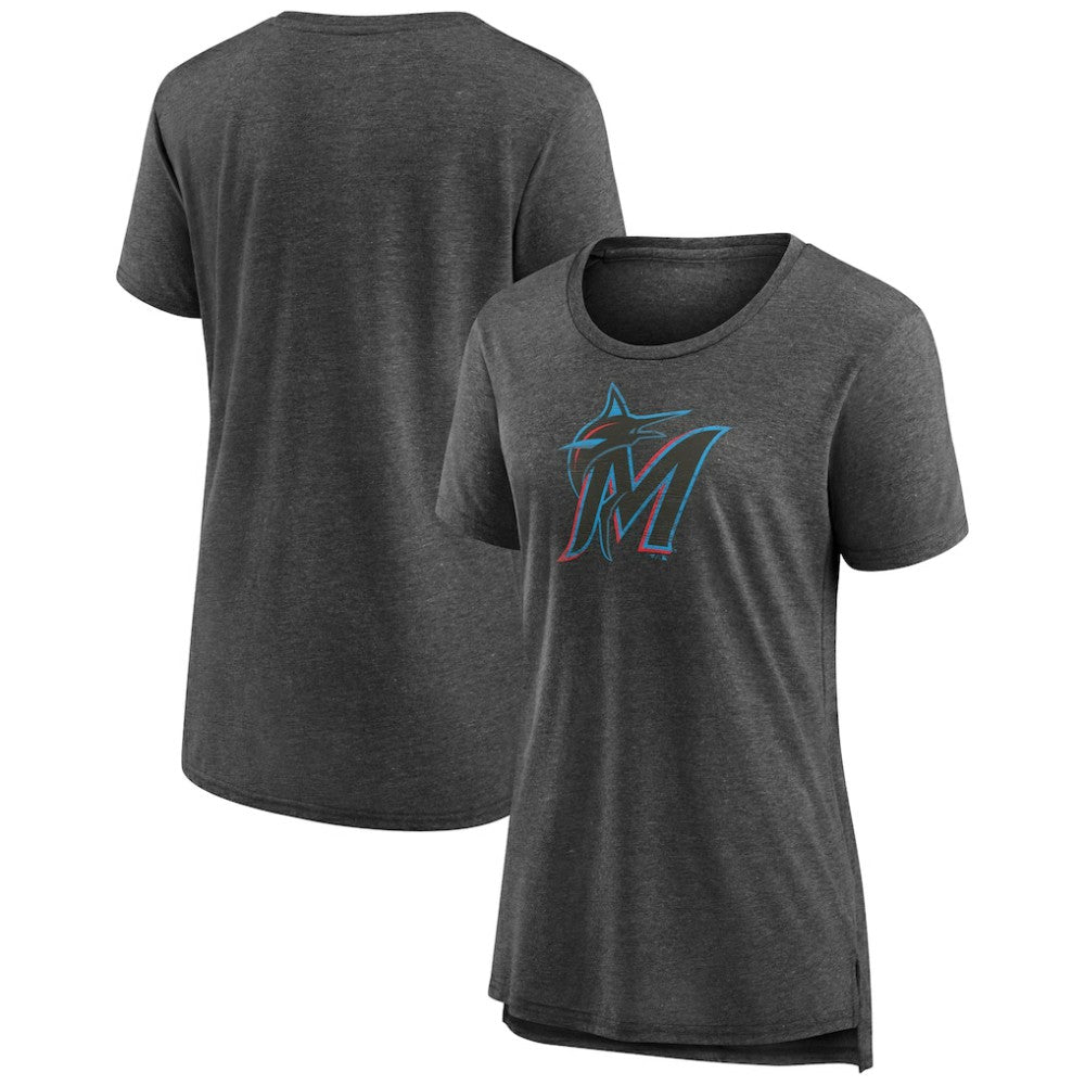Miami Marlins Women's Weathered Official Logo Tri-Blend T-Shirt Sale