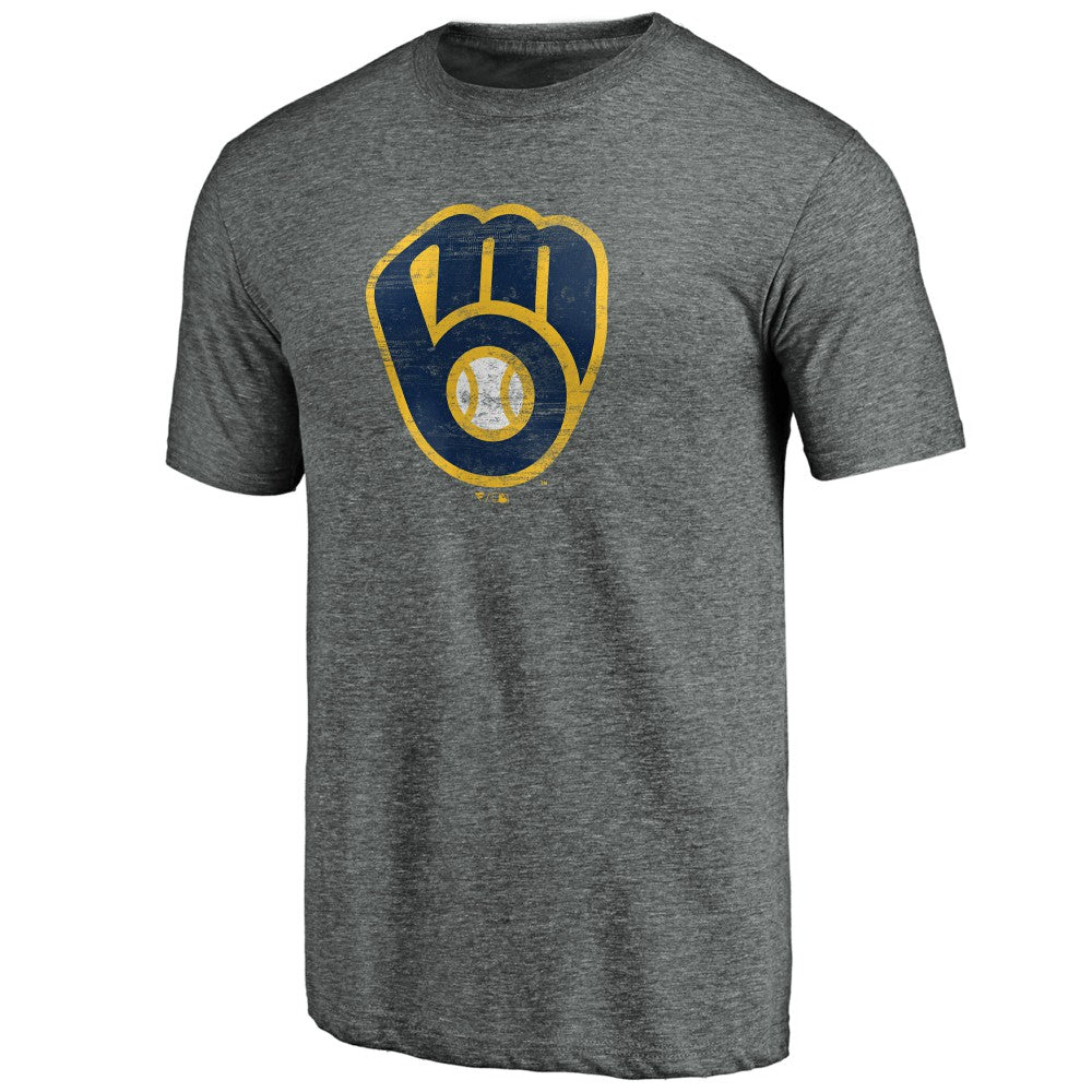 Milwaukee Brewers Weathered Official Logo Tri-Blend T-Shirt for sale