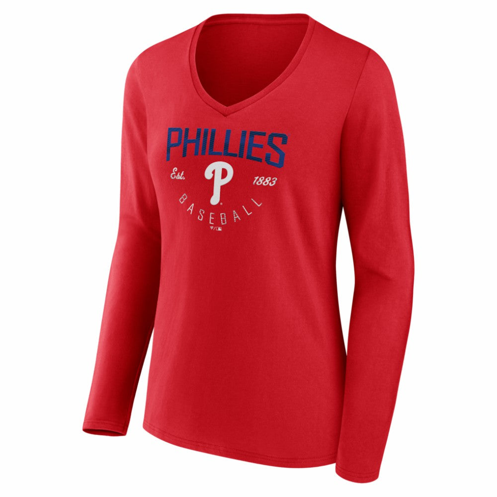 Philadelphia Phillies Women's Live For It Long Sleeve V-Neck T-Shirt for sale