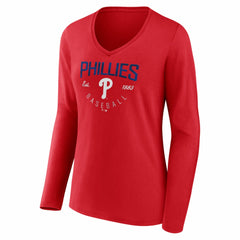 Philadelphia Phillies Women's Live For It Long Sleeve V-Neck T-Shirt for sale