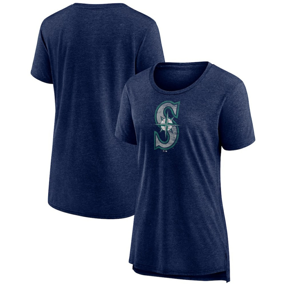 Seattle Mariners Women's Weathered Official Logo Tri-Blend T-Shirt On Sale