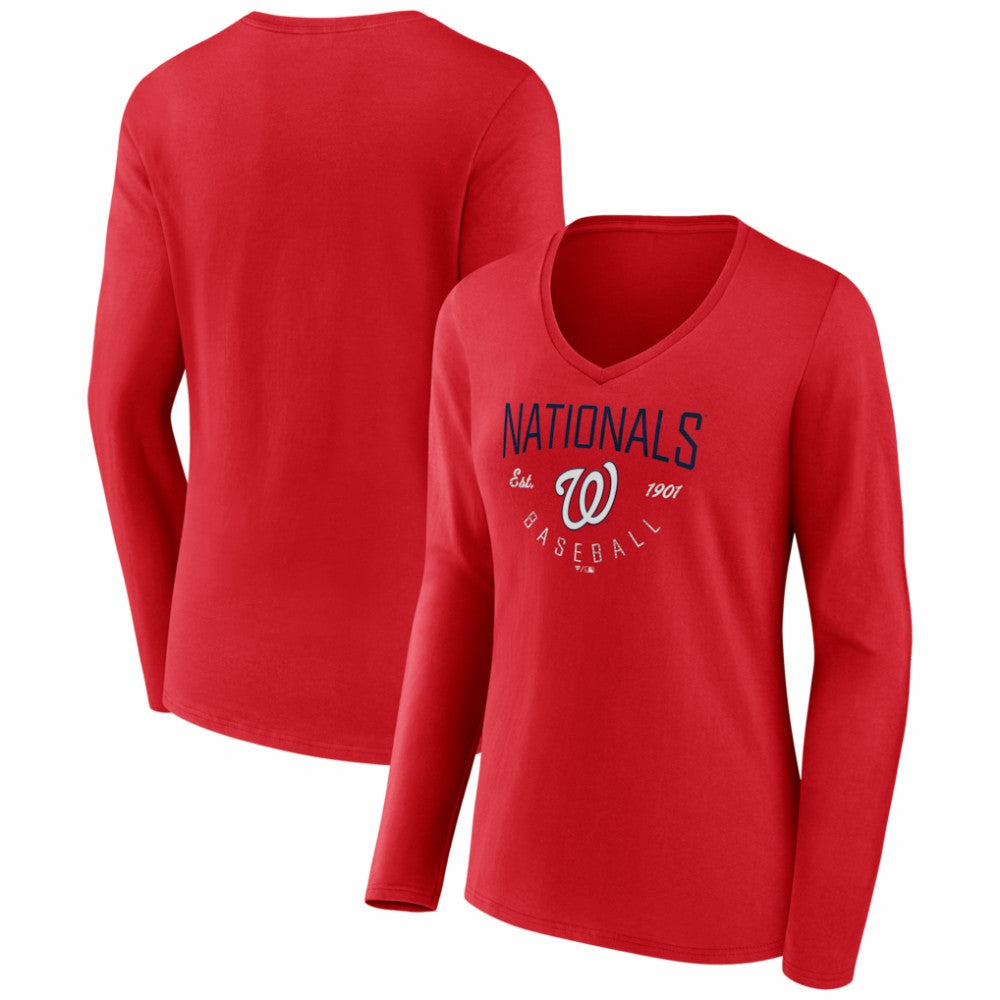 Washington Nationals Women's Live For It Long Sleeve V-Neck T-Shirt Lifestyle