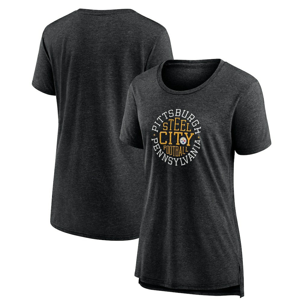 Pittsburgh Steelers Women's Steel City Tri-Blend T-Shirt Charcoal - NFL