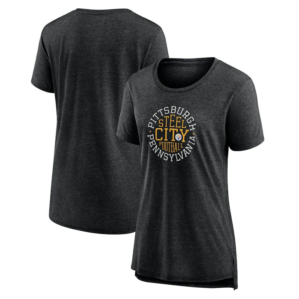 Pittsburgh Steelers Women's Steel City Tri-Blend T-Shirt Charcoal - NFL