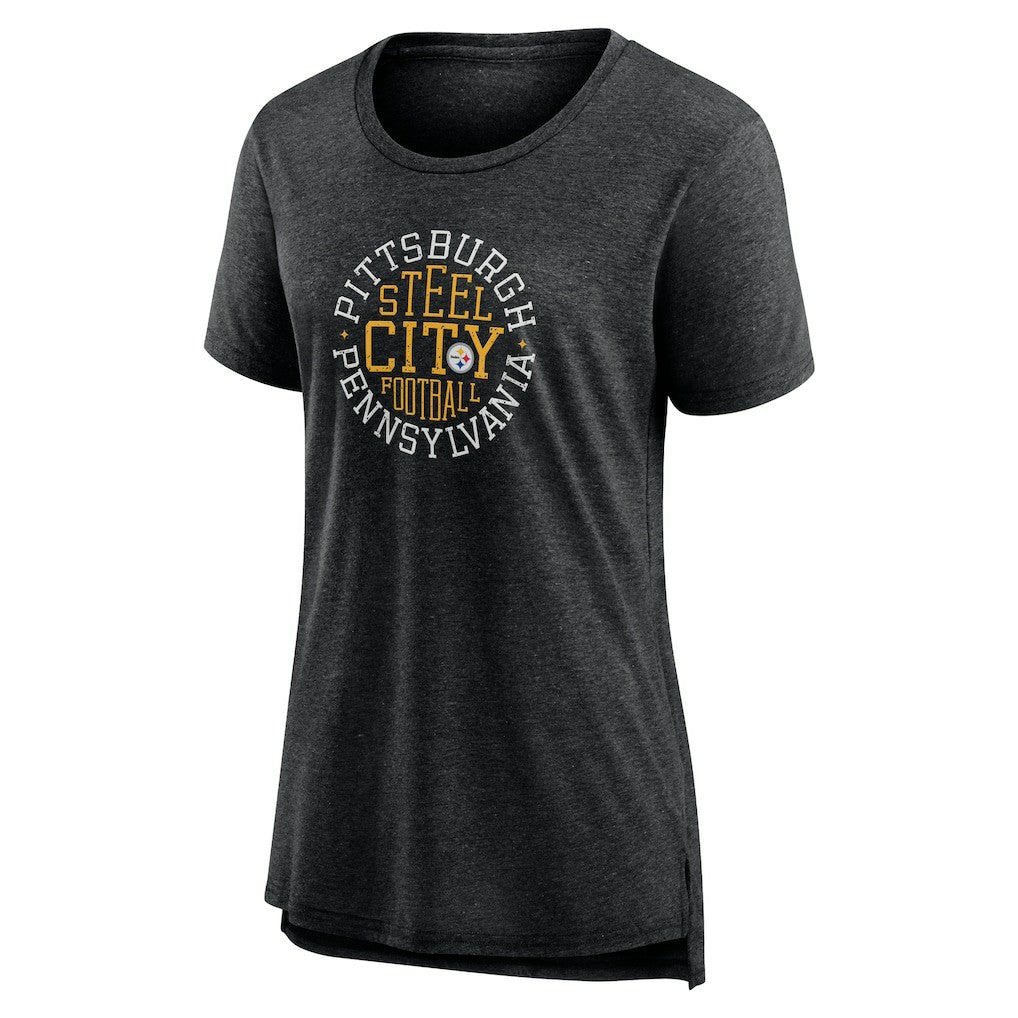 Pittsburgh Steelers Women's Steel City Tri-Blend T-Shirt Charcoal - NFL