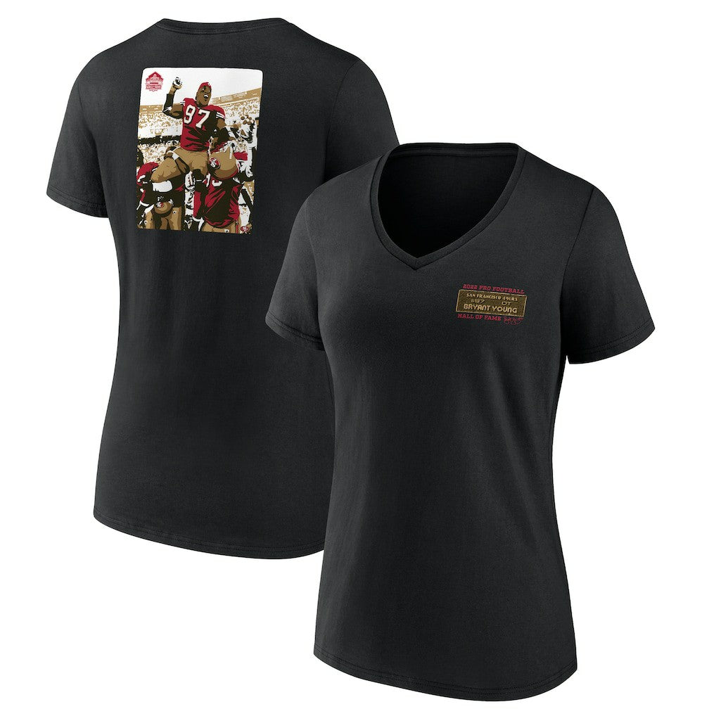 Bryant Young San Francisco 49ers Women's Hall of Fame V-Neck T-Shirt Black - NFL