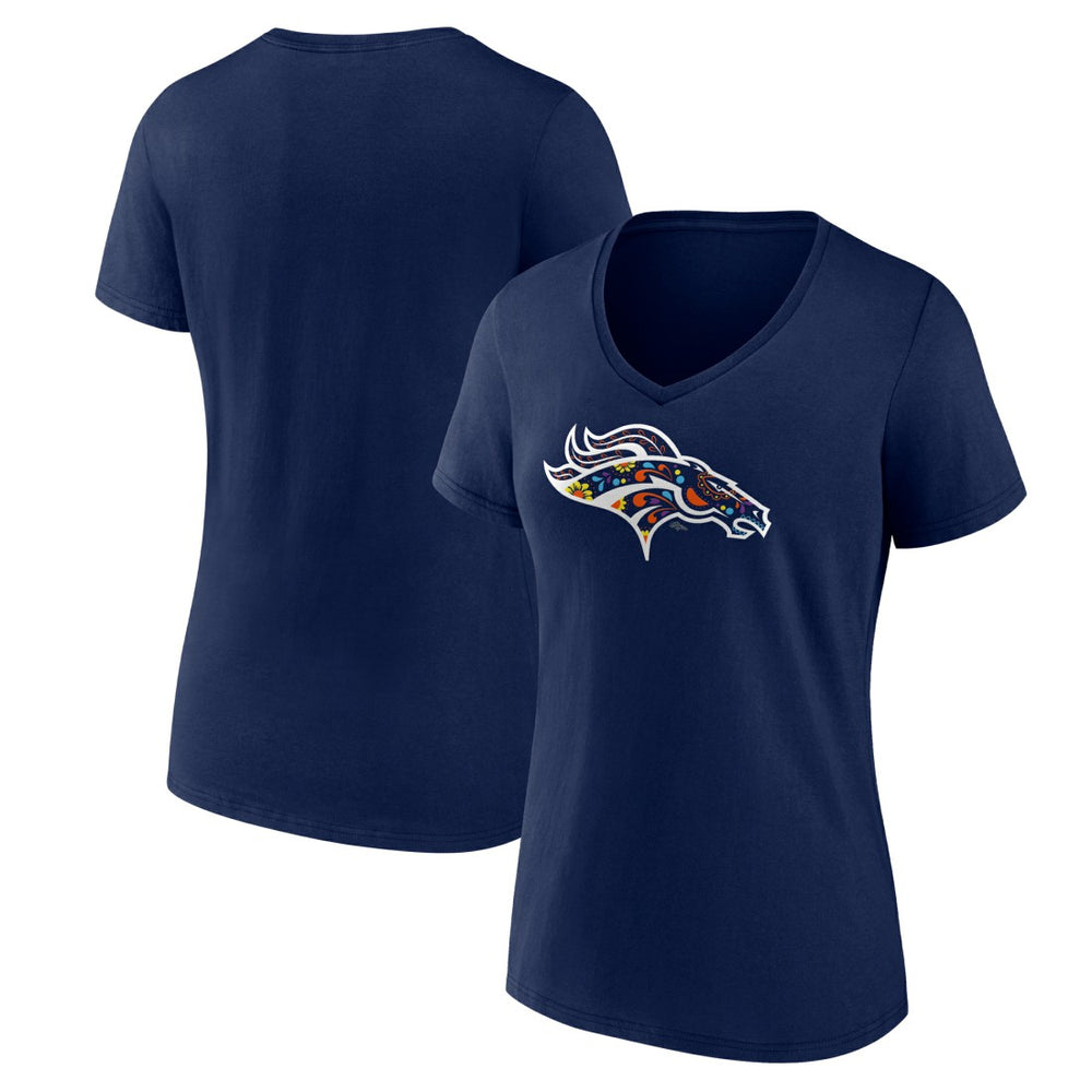 Denver Broncos Women's Mexico Bronco V-Neck T-Shirt Navy - NFL