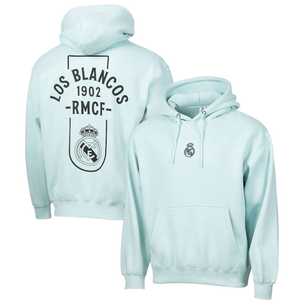 Real Madrid Sport Design Sweden Streetwear Relaxed Pullover Hoodie - Light Blue