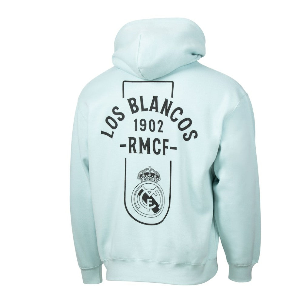 Real Madrid Sport Design Sweden Streetwear Relaxed Pullover Hoodie - Light Blue