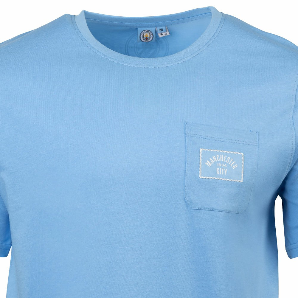 Manchester City Sport Design Sweden Relaxed Post Match Pocket T-Shirts - Sky Blue
