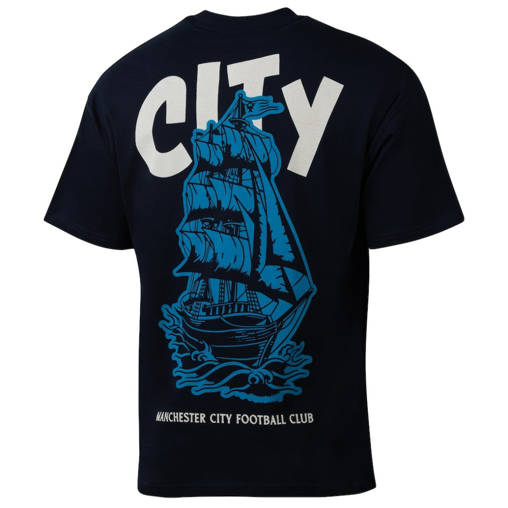 Manchester City Sport Design Sweden Youth Game Day Graphic T-Shirts - Navy