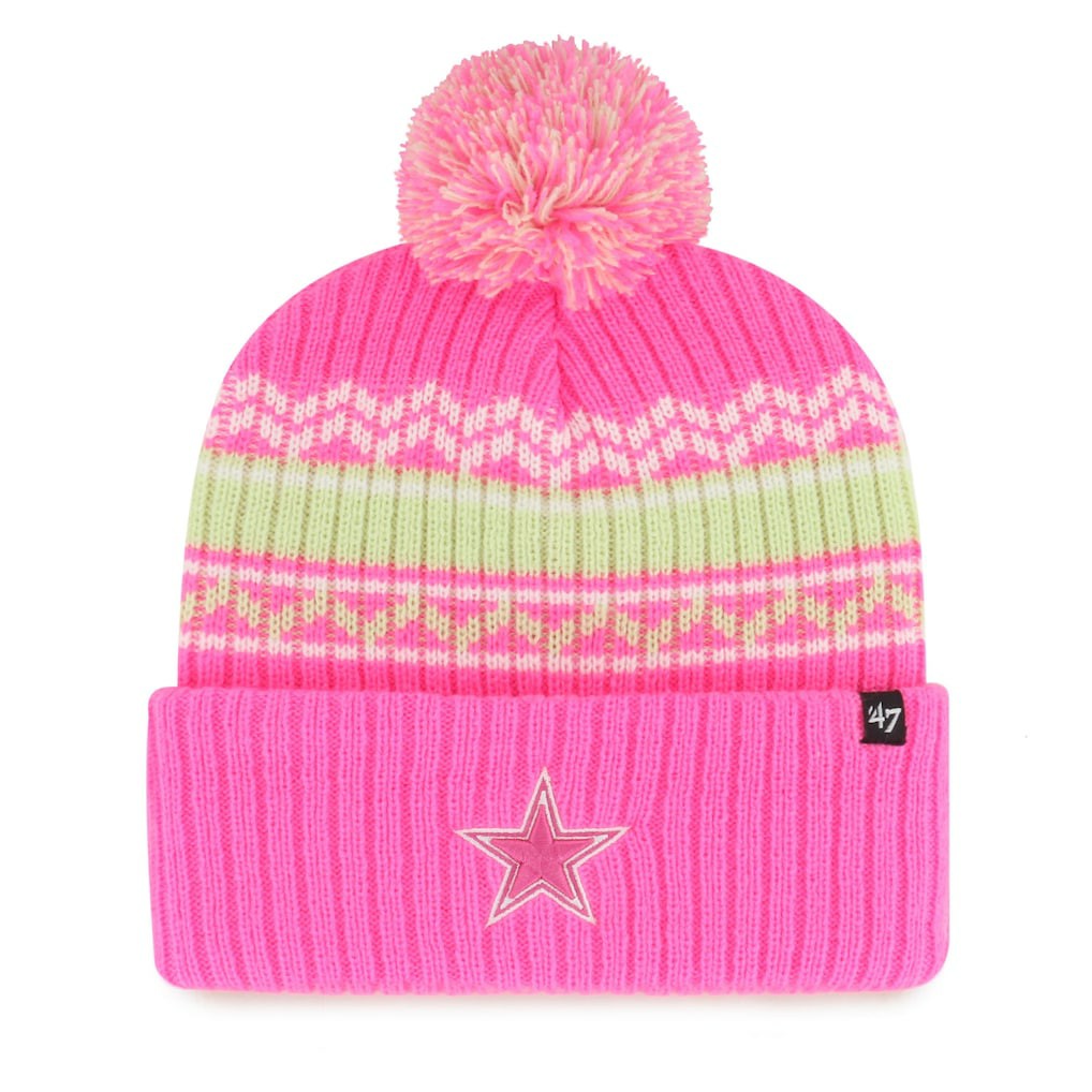Dallas Cowboys '47 Girls Youth Polar Vortex Cuffed Knit Hat with Pom Pink - 47 brand