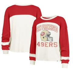 San Francisco 49ers '47 Women's Double Header Curve Toni Long Sleeve T-Shirt Cream - 47 brand