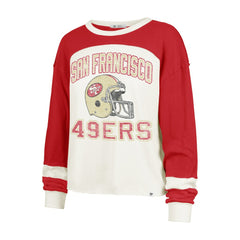 San Francisco 49ers '47 Women's Double Header Curve Toni Long Sleeve T-Shirt Cream - 47 brand