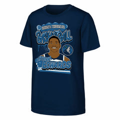 NBA - Anthony Edwards Minnesota Timberwolves Outerstuff Youth Baller T-Shirt - Navy