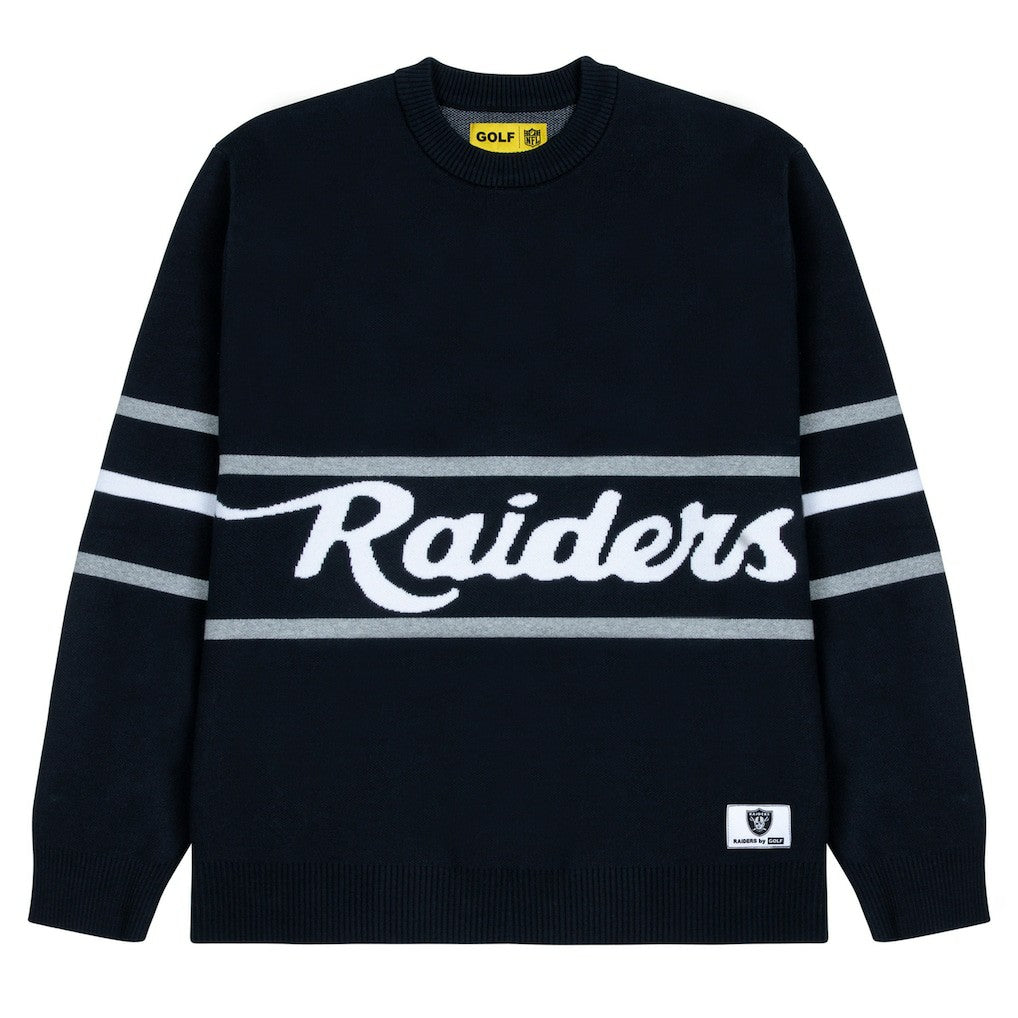 Las Vegas Raiders GOLF WANG Jacquard Pullover Sweater Black - NFL