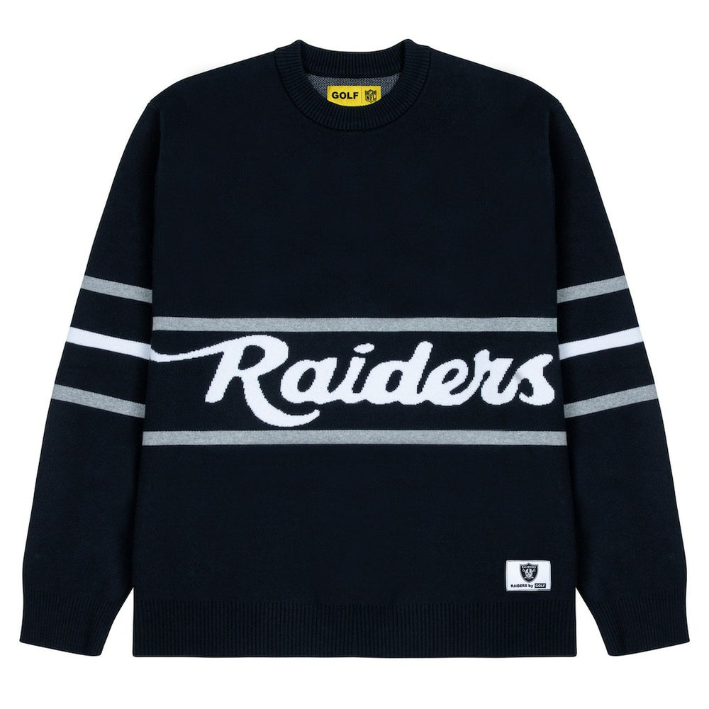 Las Vegas Raiders GOLF WANG Jacquard Pullover Sweater Black - NFL