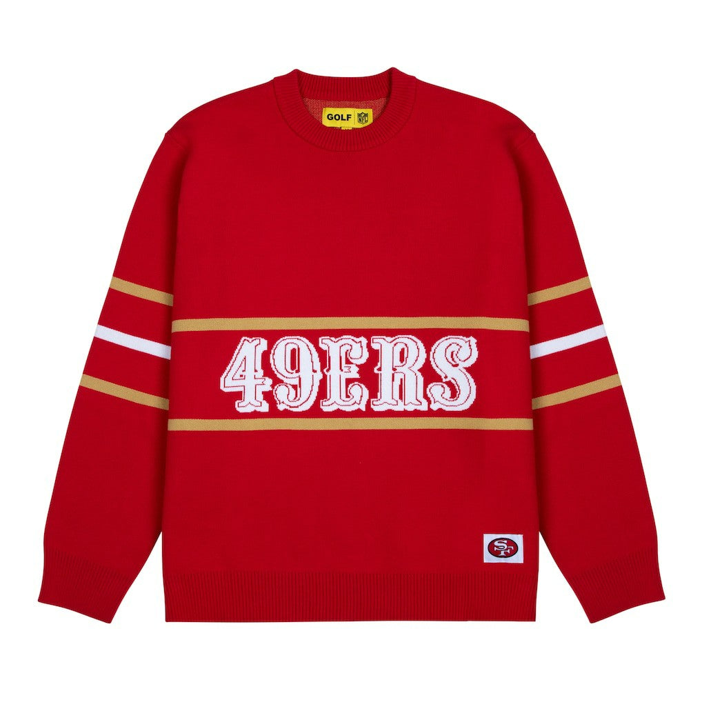 San Francisco 49ers GOLF WANG Jacquard Pullover Sweater Scarlet - NFL