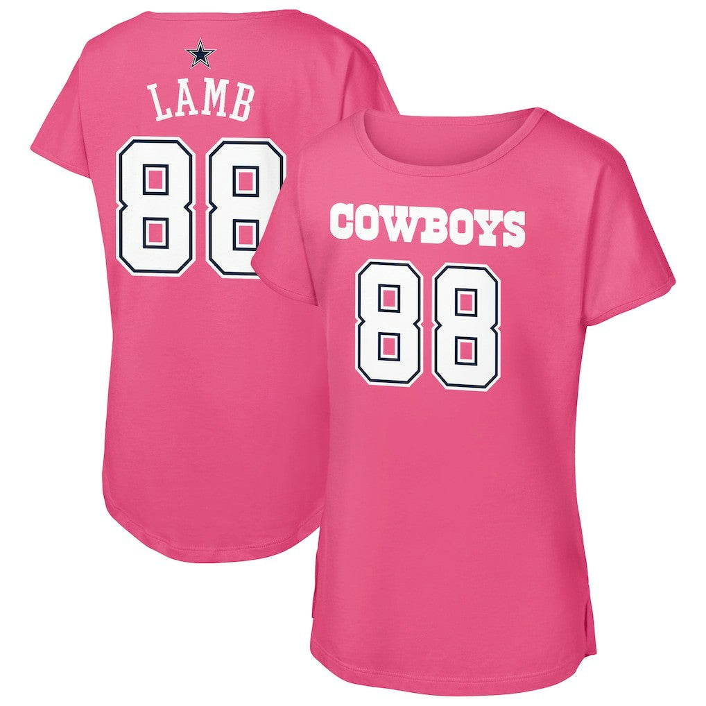 CeeDee Lamb Dallas Cowboys Girls Youth Player Name & Number T-Shirt Pink - NFL
