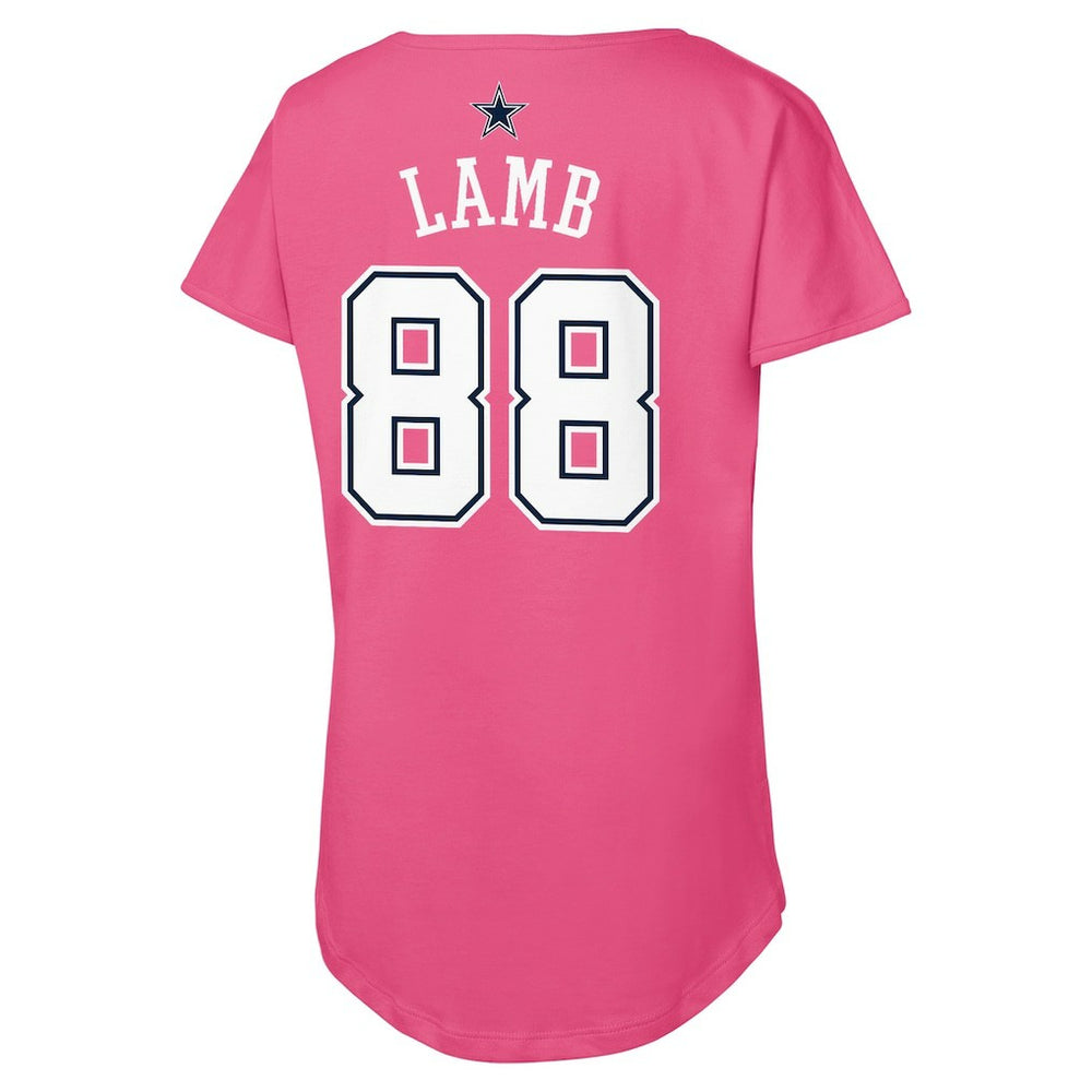 CeeDee Lamb Dallas Cowboys Girls Youth Player Name & Number T-Shirt Pink - NFL