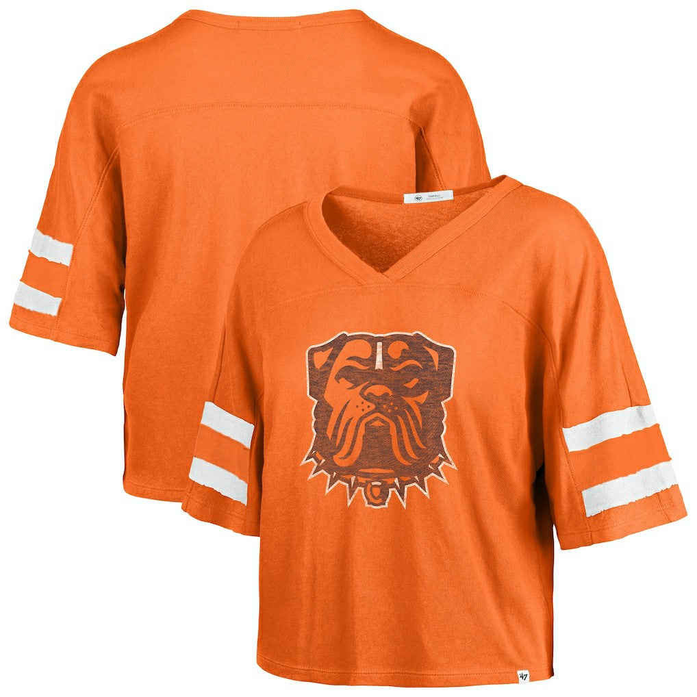 Cleveland Browns '47 Women's Premier Scout Cropped V-Neck T-Shirt Orange - 47 brand