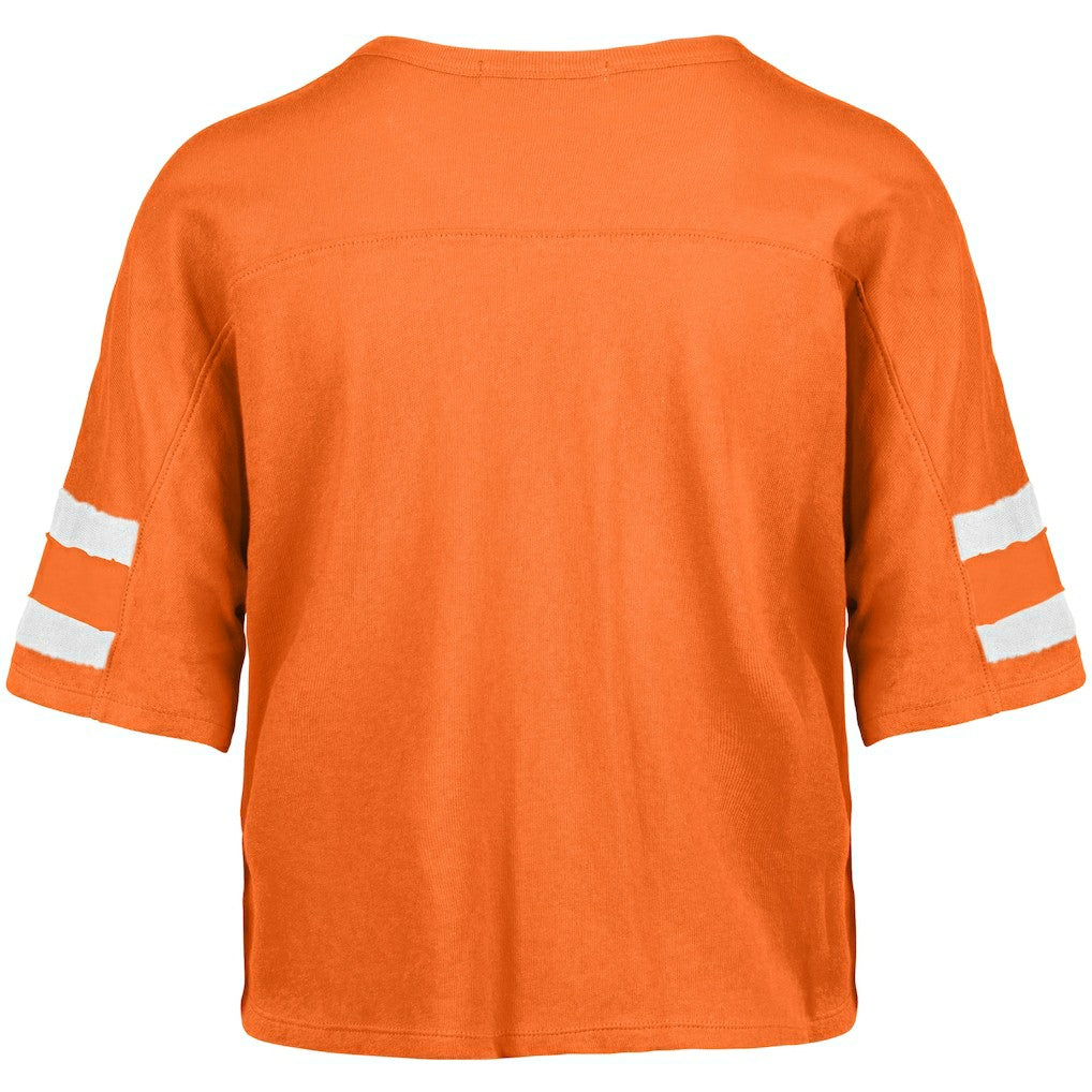 Cleveland Browns '47 Women's Premier Scout Cropped V-Neck T-Shirt Orange - 47 brand
