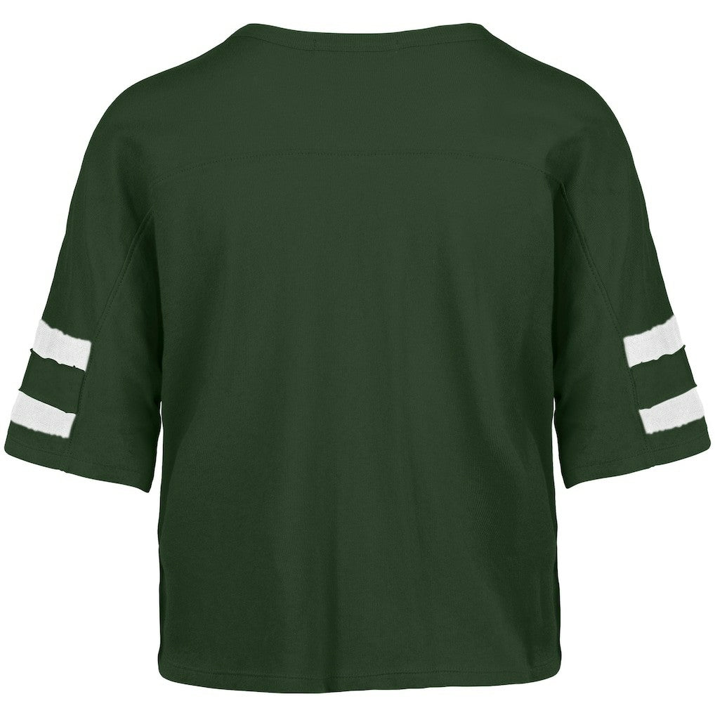 Green Bay Packers '47 Women's Premier Scout Cropped V-Neck T-Shirt Green - 47 brand