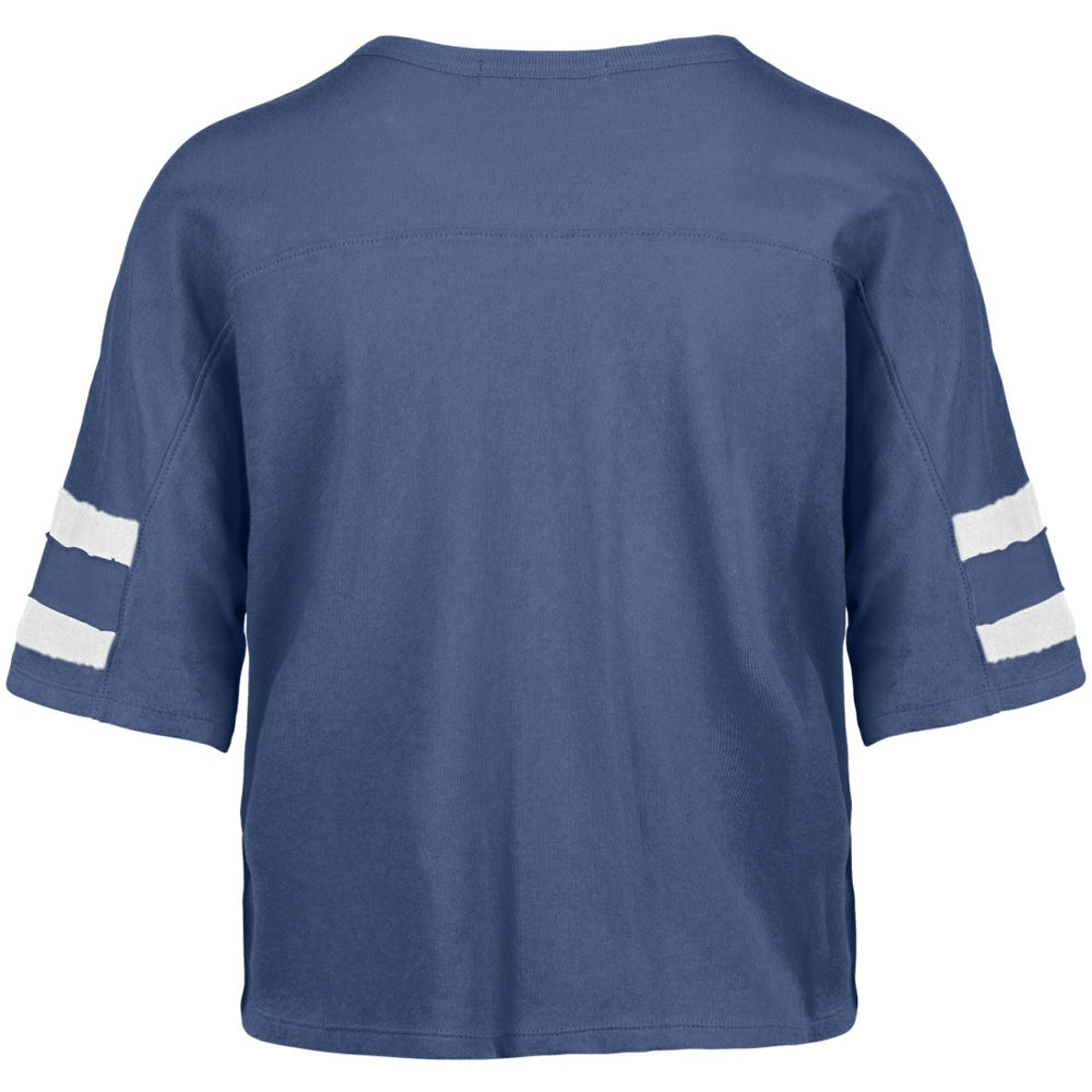 Detroit Lions '47 Women's Premier Scout Cropped V-Neck T-Shirt Blue - 47 brand
