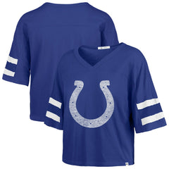 Indianapolis Colts '47 Women's Premier Scout Cropped V-Neck T-Shirt Royal - 47 brand