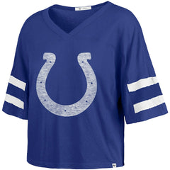 Indianapolis Colts '47 Women's Premier Scout Cropped V-Neck T-Shirt Royal - 47 brand