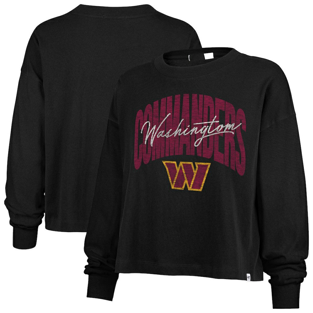 Washington Commanders '47 Women's Muse Sydney Long Sleeve Cropped T-Shirt Black - 47 brand