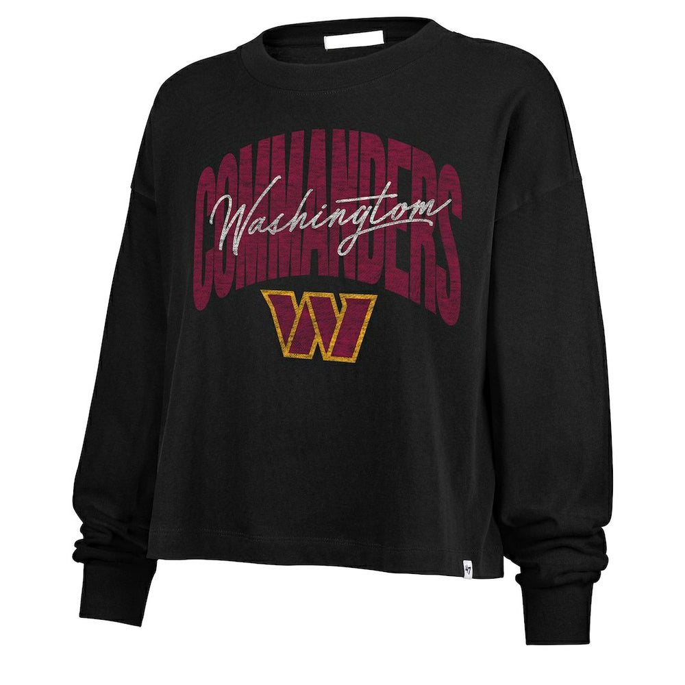Washington Commanders '47 Women's Muse Sydney Long Sleeve Cropped T-Shirt Black - 47 brand
