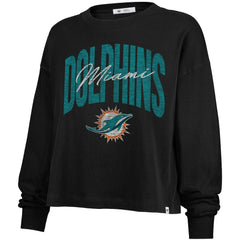 Miami Dolphins '47 Women's Muse Sydney Long Sleeve Cropped T-Shirt Black - 47 brand